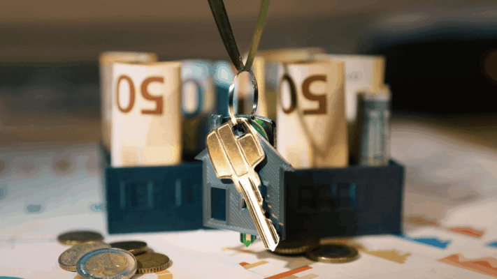 A close-up real estate investment concept featuring house-shaped keys, rolled cash, coins, and financial charts on a desk, symbolizing using economic indicators to guide Albany NY real estate decisions. The image represents market analysis, passive real estate investing, economic forecasting, property investment strategy, financial trend evaluation, real estate syndication insights, multifamily investment planning, and data-driven decision-making for Albany NY investors.